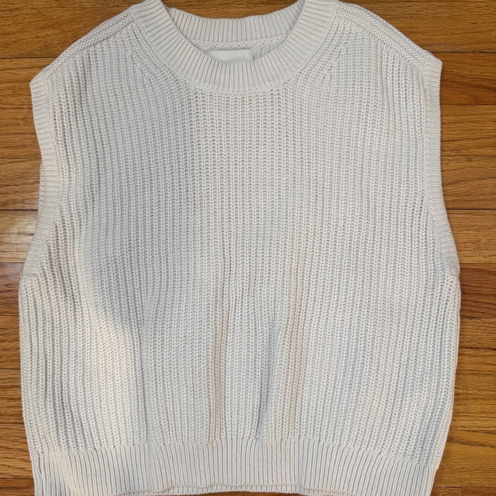 Abercrombie & Fitch Womens Cream Shaker Stitch Knit Sweater Vest Ivory Medium M